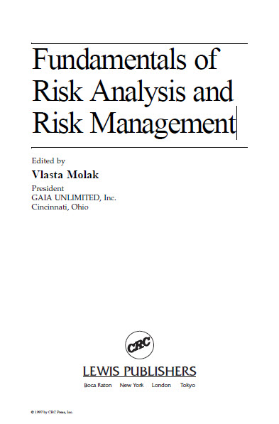 Fundamentals of Risk Analysis and Risk Management